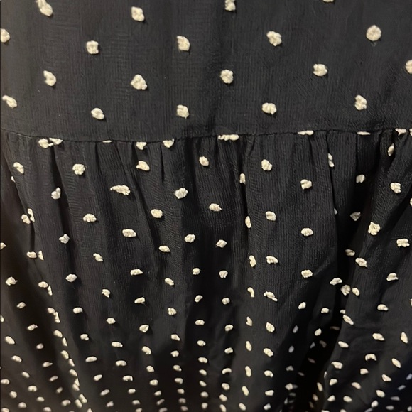 LOFT navy Swiss dot tiered mini dress sz M - Picture 4 of 5